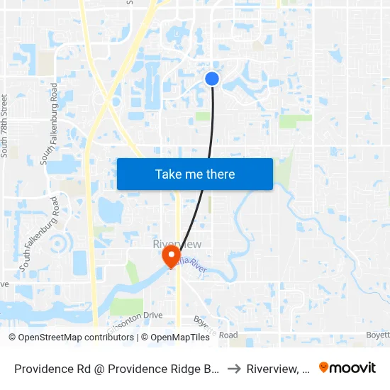 Providence Rd @ Providence Ridge Blvd to Riverview, FL map