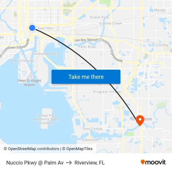 Nuccio Pkwy @ Palm Av to Riverview, FL map