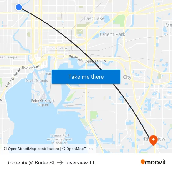 Rome Av @ Burke St to Riverview, FL map