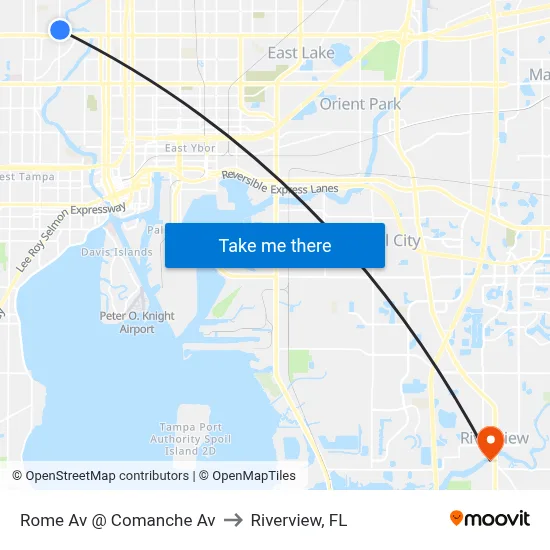 Rome Av @ Comanche Av to Riverview, FL map