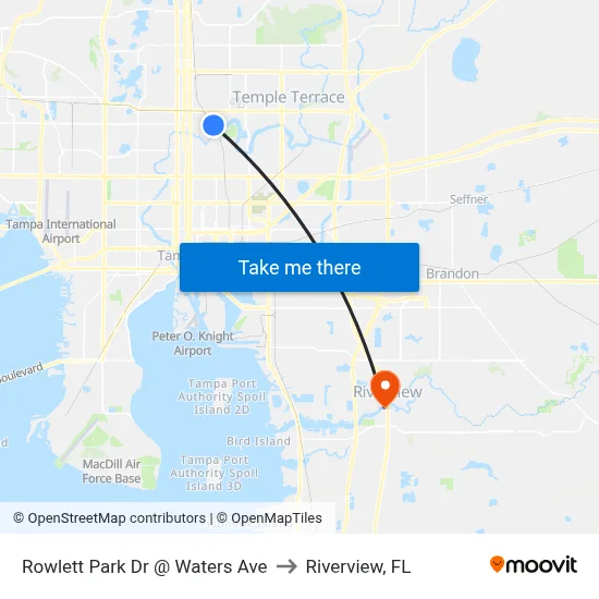 Rowlett Park Dr @ Waters Ave to Riverview, FL map