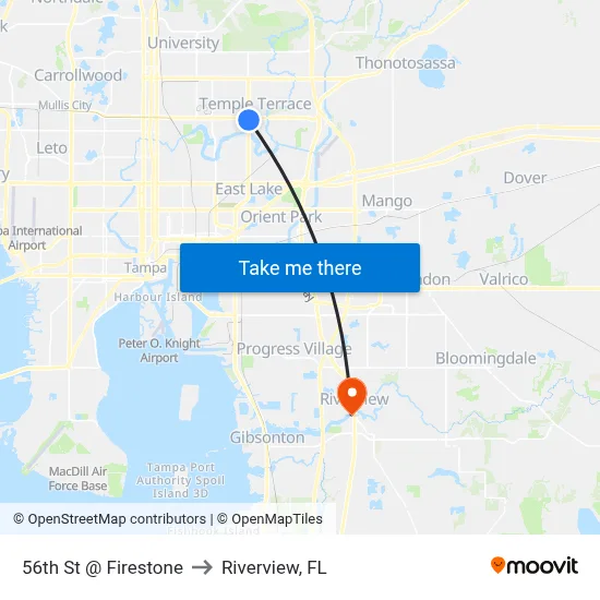 56th St @ Firestone to Riverview, FL map