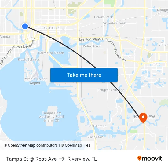 Tampa St @ Ross Ave to Riverview, FL map