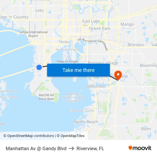 Manhattan Av @ Gandy Blvd to Riverview, FL map