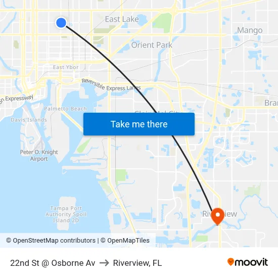 22nd St @ Osborne Av to Riverview, FL map