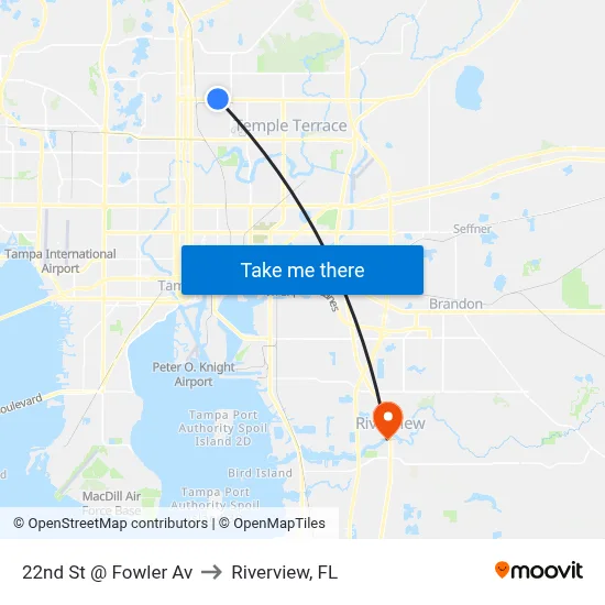 22nd St @ Fowler Av to Riverview, FL map