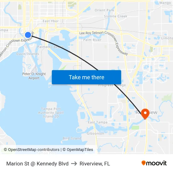 Marion St @ Kennedy Blvd to Riverview, FL map