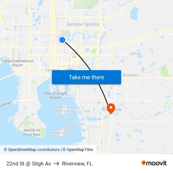 22nd St @ Sligh Av to Riverview, FL map