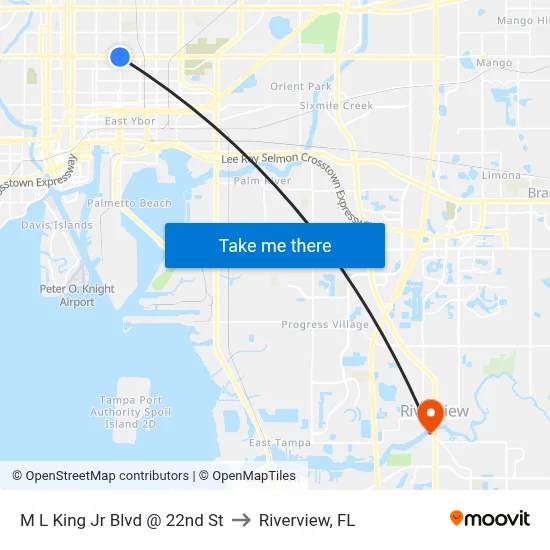 M L King Jr Blvd @ 22nd St to Riverview, FL map