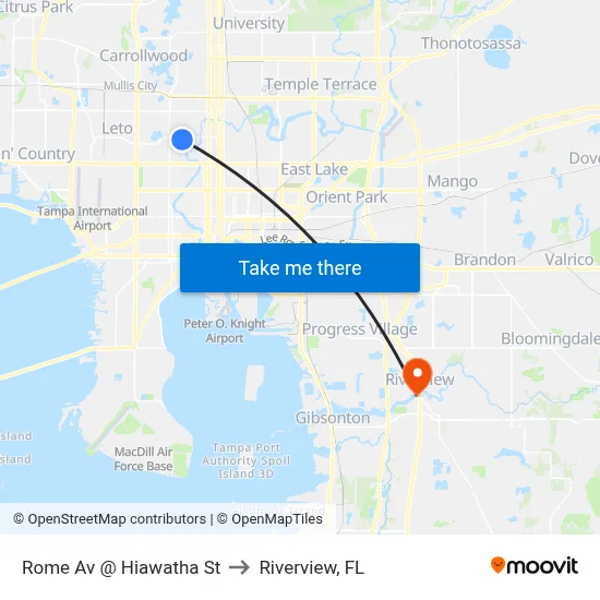 Rome Av @ Hiawatha St to Riverview, FL map