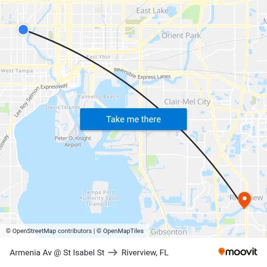 Armenia Av @ St Isabel St to Riverview, FL map