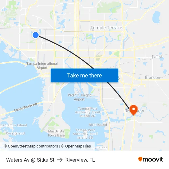 Waters Av @ Sitka St to Riverview, FL map