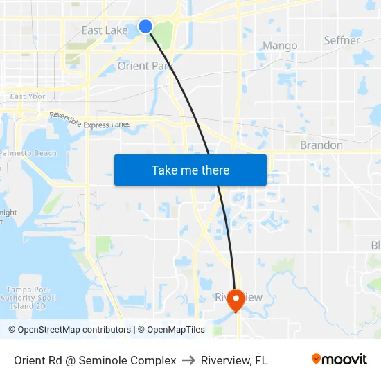 Orient Rd @ Seminole Complex to Riverview, FL map