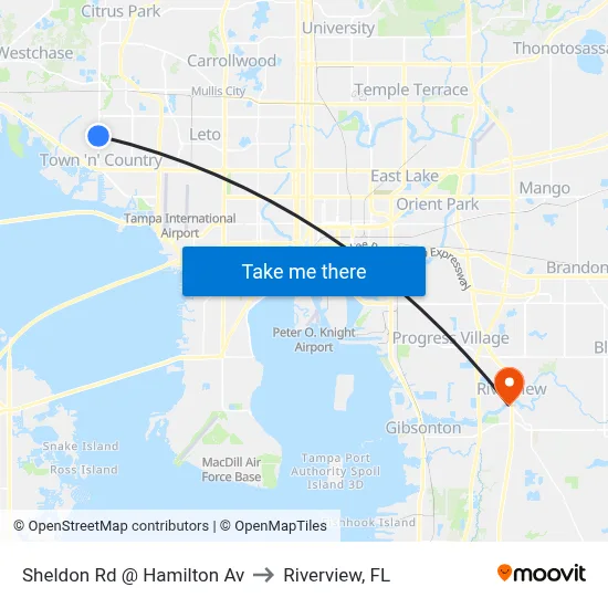 Sheldon Rd @ Hamilton Av to Riverview, FL map