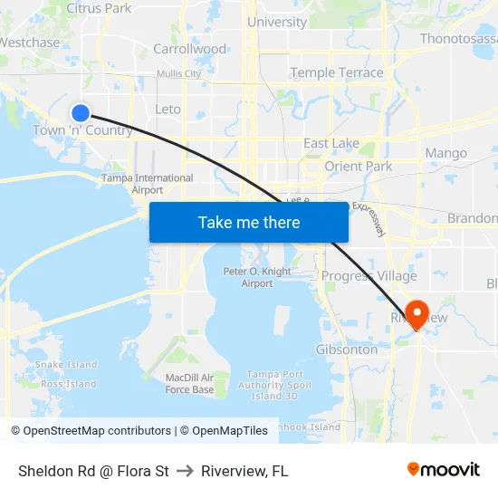 Sheldon Rd @ Flora St to Riverview, FL map