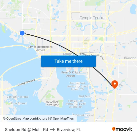 Sheldon Rd @ Mohr Rd to Riverview, FL map