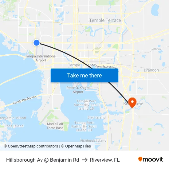 Hillsborough Av @ Benjamin Rd to Riverview, FL map