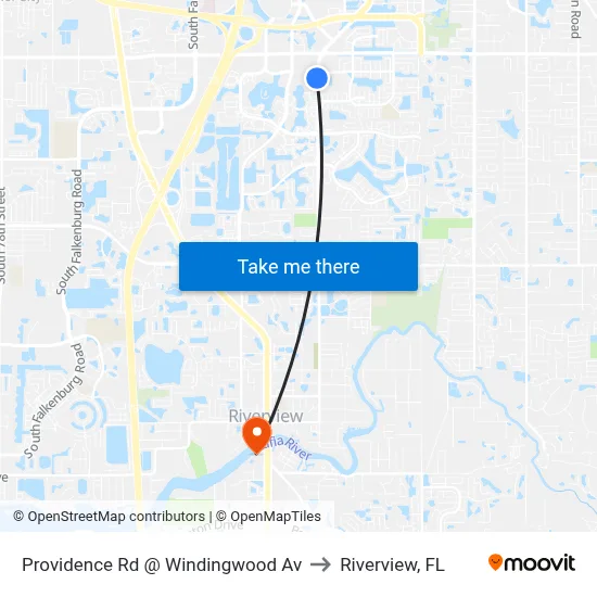 Providence Rd @ Windingwood Av to Riverview, FL map