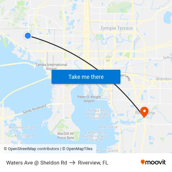 Waters Ave @ Sheldon Rd to Riverview, FL map