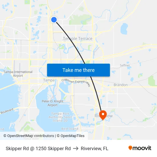 Skipper Rd @ 1250 Skipper Rd to Riverview, FL map