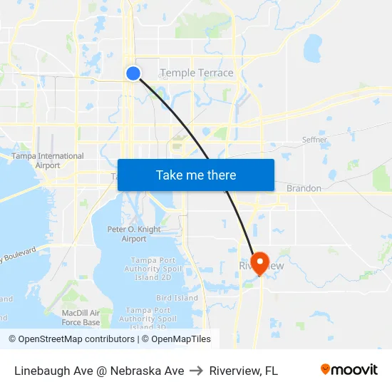 Linebaugh Ave @ Nebraska Ave to Riverview, FL map