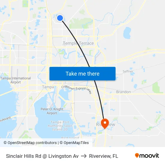 Sinclair Hills Rd @ Livingston Av to Riverview, FL map