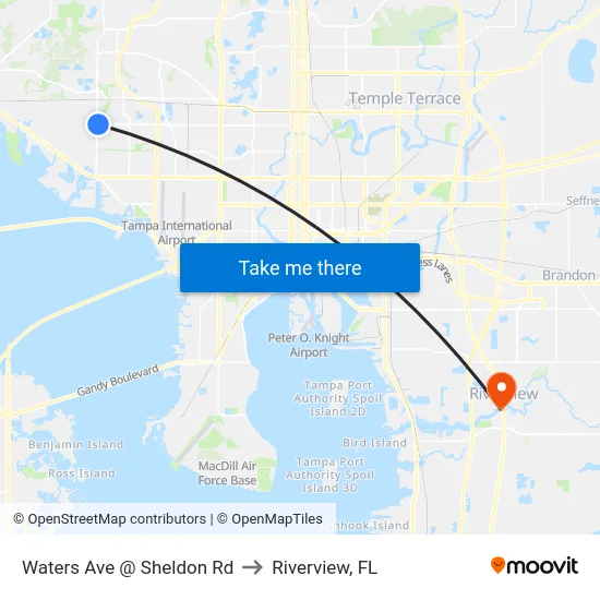 Waters Ave @ Sheldon Rd to Riverview, FL map
