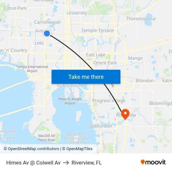 Himes Av @ Colwell Av to Riverview, FL map