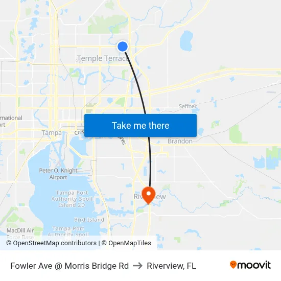 Fowler Ave @ Morris Bridge Rd to Riverview, FL map