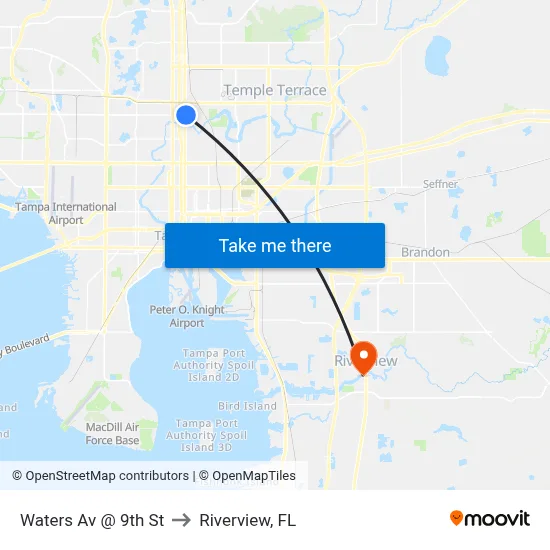 Waters Av @ 9th St to Riverview, FL map