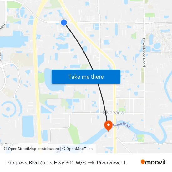 Progress Blvd @ Us Hwy 301 W/S to Riverview, FL map