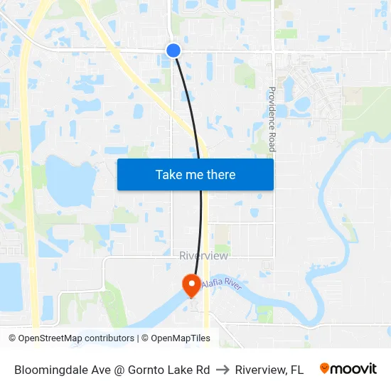 Bloomingdale Ave @ Gornto Lake Rd to Riverview, FL map