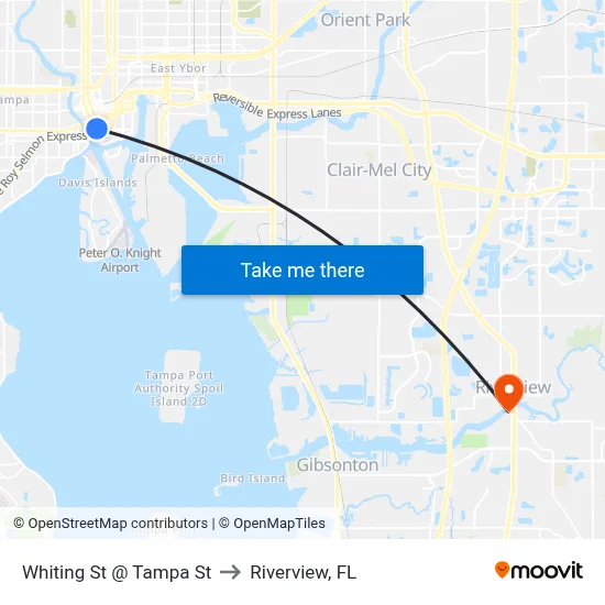 Whiting St @ Tampa St to Riverview, FL map