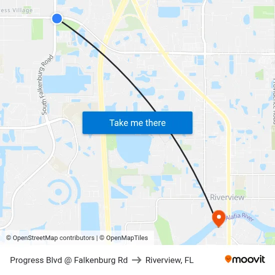 Progress Blvd @ Falkenburg Rd to Riverview, FL map