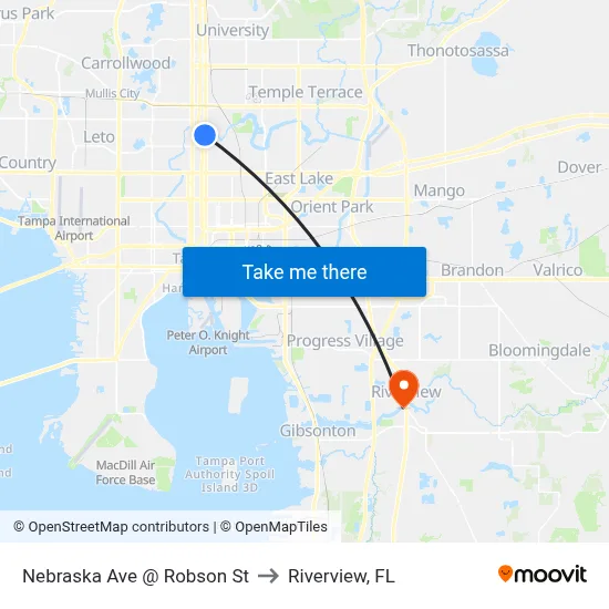 Nebraska Ave @ Robson St to Riverview, FL map