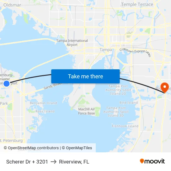 Scherer Dr + 3201 to Riverview, FL map