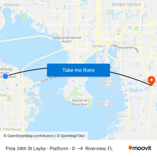 Psta 34th St Layby - Platform - D to Riverview, FL map