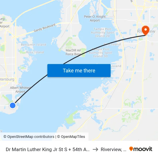 Dr Martin Luther King Jr St S + 54th Ave S to Riverview, FL map