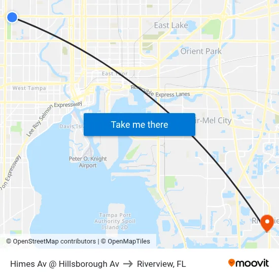 Himes Av @ Hillsborough Av to Riverview, FL map