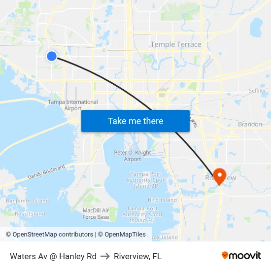 Waters Av @ Hanley Rd to Riverview, FL map