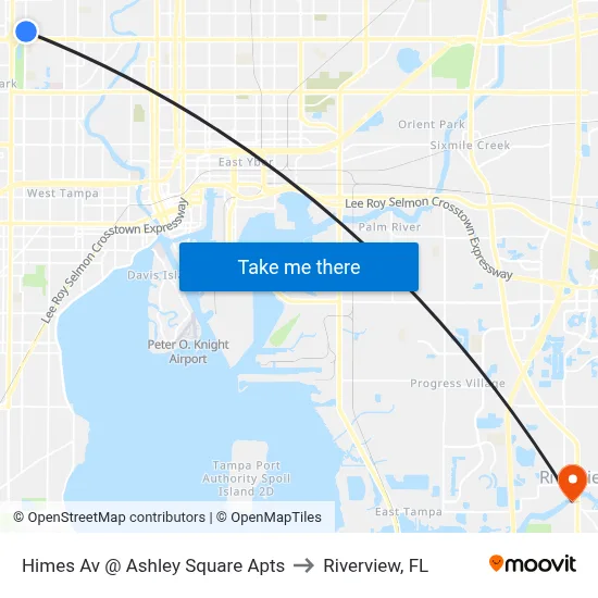 Himes Av @ Ashley Square Apts to Riverview, FL map