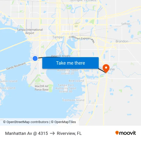 Manhattan Av @ 4315 to Riverview, FL map