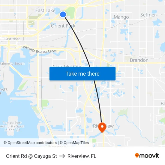 Orient Rd @ Cayuga St to Riverview, FL map