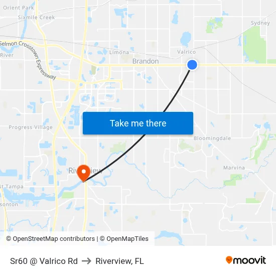 Sr60 @ Valrico Rd to Riverview, FL map