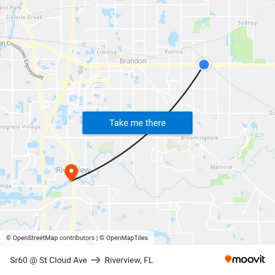 Sr60 @ St Cloud Ave to Riverview, FL map