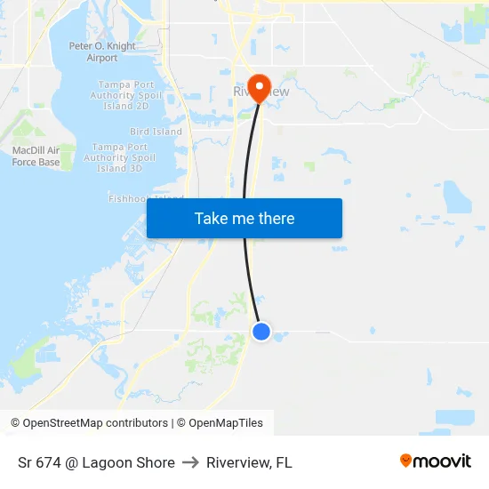 Sr 674 @ Lagoon Shore to Riverview, FL map