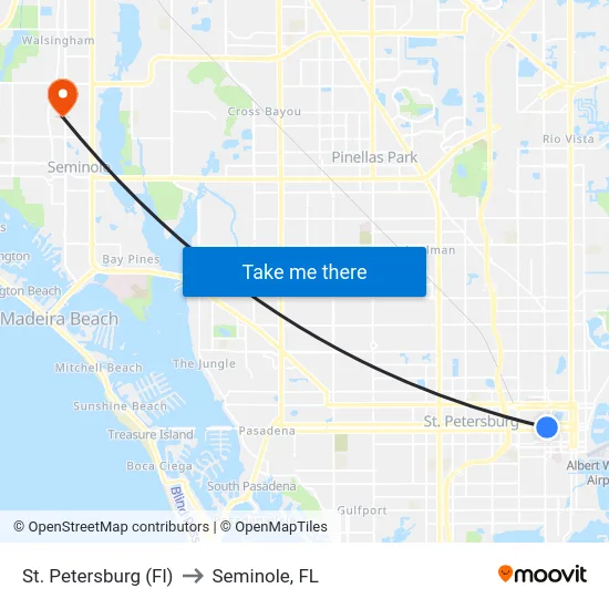 St. Petersburg (Fl) to Seminole, FL map