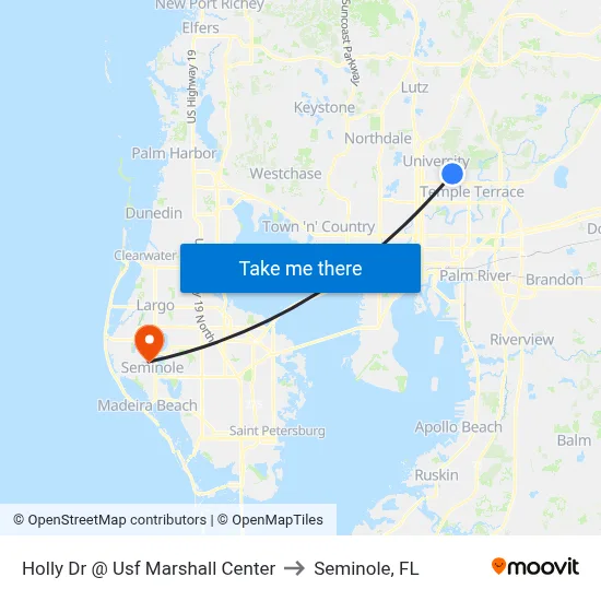 Holly Dr @ Usf Marshall Center to Seminole, FL map