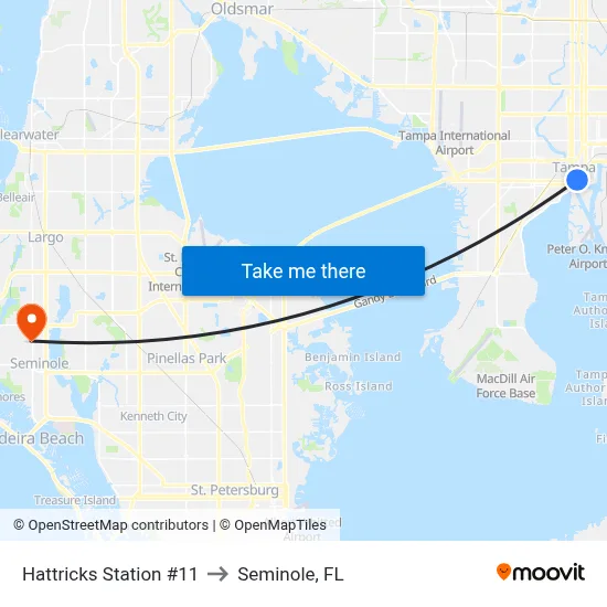 Hattricks Station #11 to Seminole, FL map