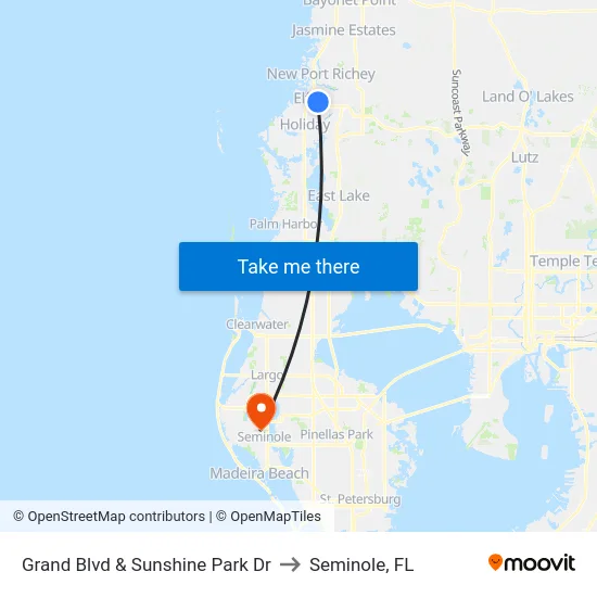 Grand Blvd & Sunshine Park Dr to Seminole, FL map